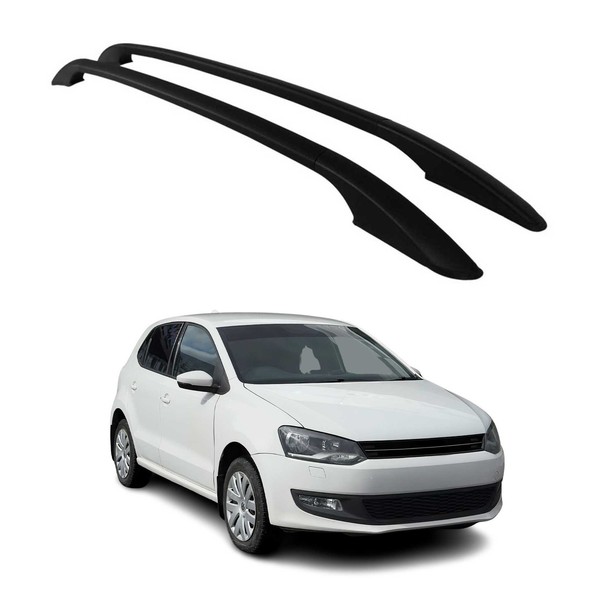 Aluminium Dachreling RelingträGer FüR Vw Polo 2009-2017 Schwarz 2Tlg-image