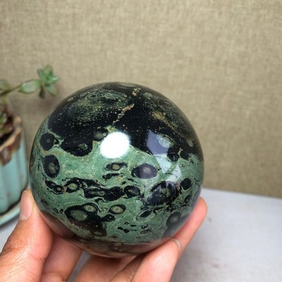 Top Natural Green Kambaba jasper quartz crystal sphere ball healing 603g A4033