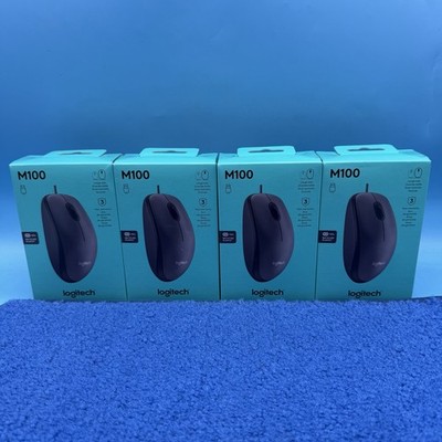 4x Logitech M100 Mouse - Corded USB Mouse