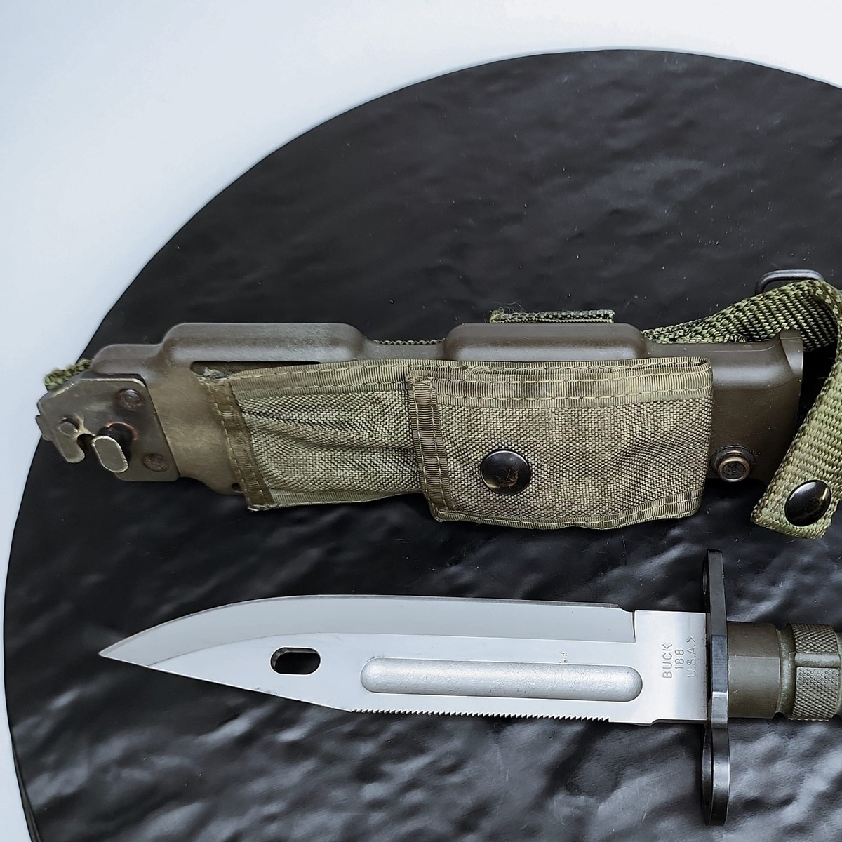 BUCK 188 M9 PHROBIS Ⅲ キャンプ用品と釣り具5 本まとめ Buck 188 M9 Phrobis III Bayonet Knife 1987 U.S.A. Vintage OD Green