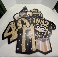 40th Birthday Yard Sign Black Gold Shiny 40th Lawn Signs Happy Birthday