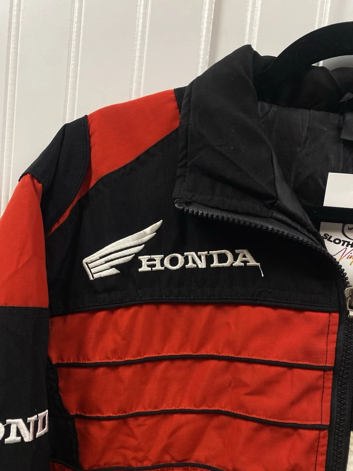 Chaqueta de Carreras Honda Años 90 De Colección Para Hombre Mediana Negra Roja Logo Ala Bordada Foto 2 de 4