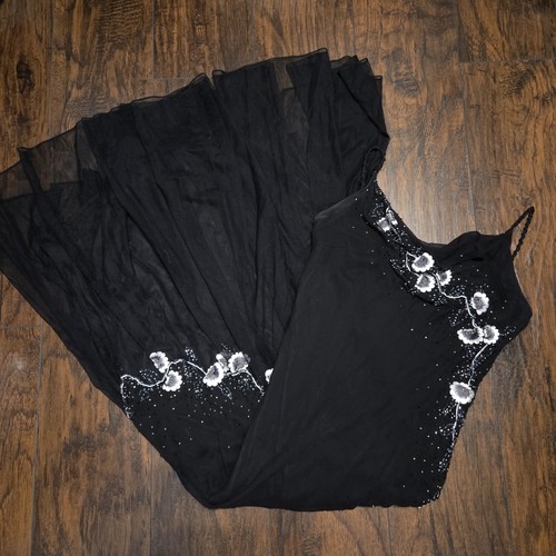 Xscape Vintage 90s Black Beaded Gown Size 8 - Picture 3 of 5