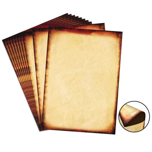 48 Pack Antique Stationary Paper 8.5"x 11" Double Sided Parchment Vintage Pap...