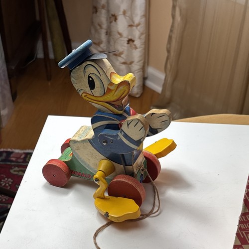 DISNEY 1955 "TALKING DONALD DUCK PULL TOY #765" DI FISHER-PRICE-WORKS W Scatola - Foto 22 di 22
