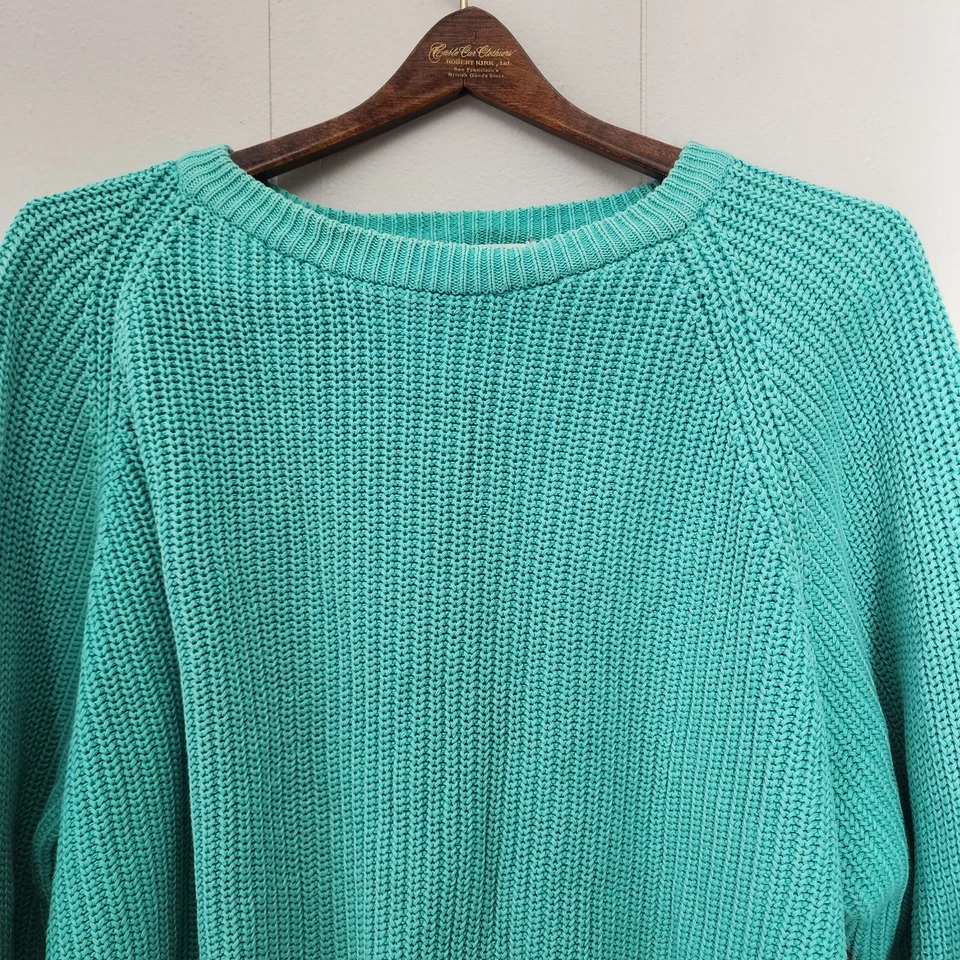 Vintage Parker of Vienna Chunky Knit Sweater L Teal Blue 90s Cozy Retro Pullover - Image 2 of 4