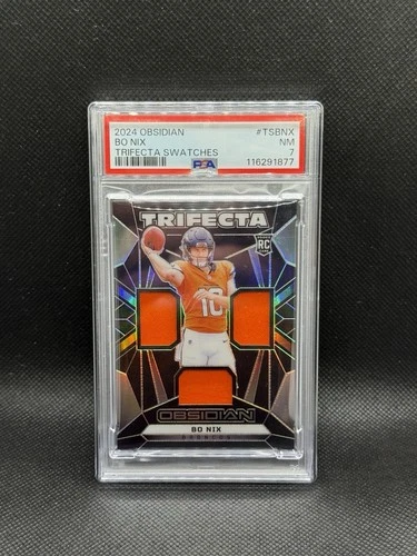 2024 Panini Obsidian Trifecta Bo Nix Rookie SILVER!!! RARE RPC PSA 7