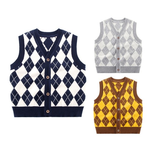 Toddler Baby Cardigan Photo Shoots Sweater Plaid Vest Birthday Newborn Tops - Picture 1 of 25