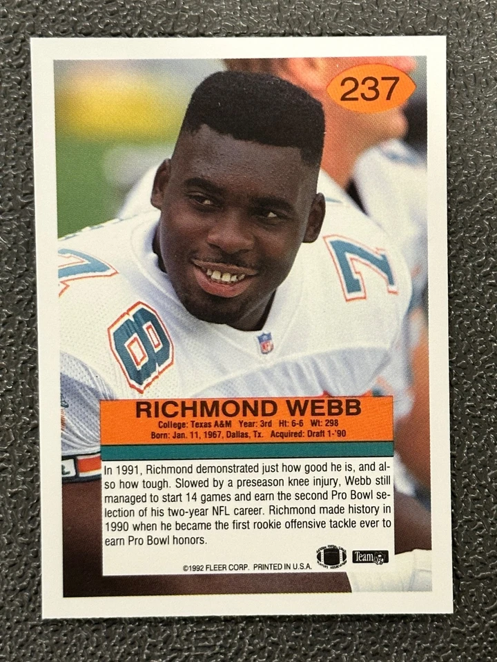 1992 Fleer - Richmond Webb #237 - Image 2 of 2