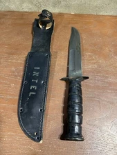 VINTAGE US GI MILITARY COMBAT KNIFE ONTARIO KNIFE CO. WITH LEATHER SHEATH