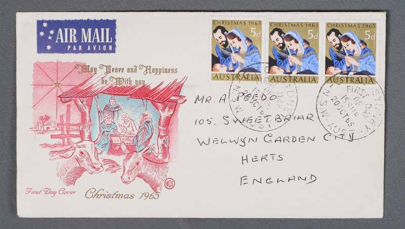 Mayfairstamps Australia FDC 1965 Christmas Peace &7 Happiness First Day Cover aa