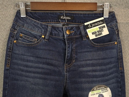 D.Jeans Size 4 Blue Recycled Denim High Waist Skinny Mid Rise Dark Wash NWT - Picture 2 of 10