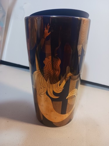 2020 Starbucks Gold Siren Mermaid Double Wall Ceramic Travel Mug w/Lid 12oz - Picture 6 of 15