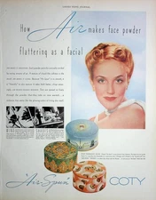 Original 1939 Vintage Health & Beauty Ad: COTY, Air Makes face powder flattering