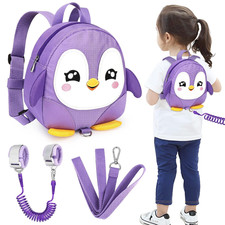 Toddler Harness Backpack Leash, Cute Penguin Kid Backpacks with Anti Lost Wrist