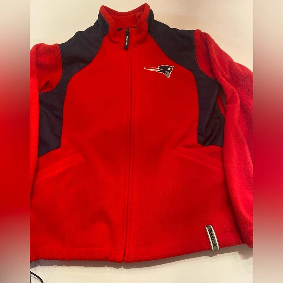 De Colección New England Patriots Reebok NFL Sudadera Cremallera Completa Chaqueta Polar Mediana Foto 3 de 4