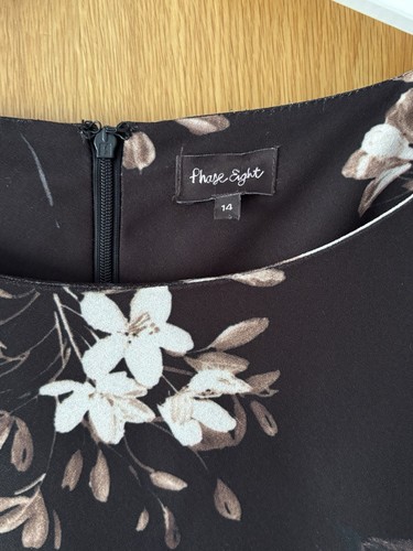 Phase Eight Floral Dress Size 14 Brown & Cream - Picture 3 of 3