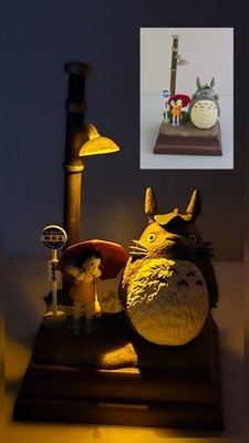 6'' Tall Figurine My Neighbor Totoro Rainy Day Bus Waiting LED By Nibariki RARE !