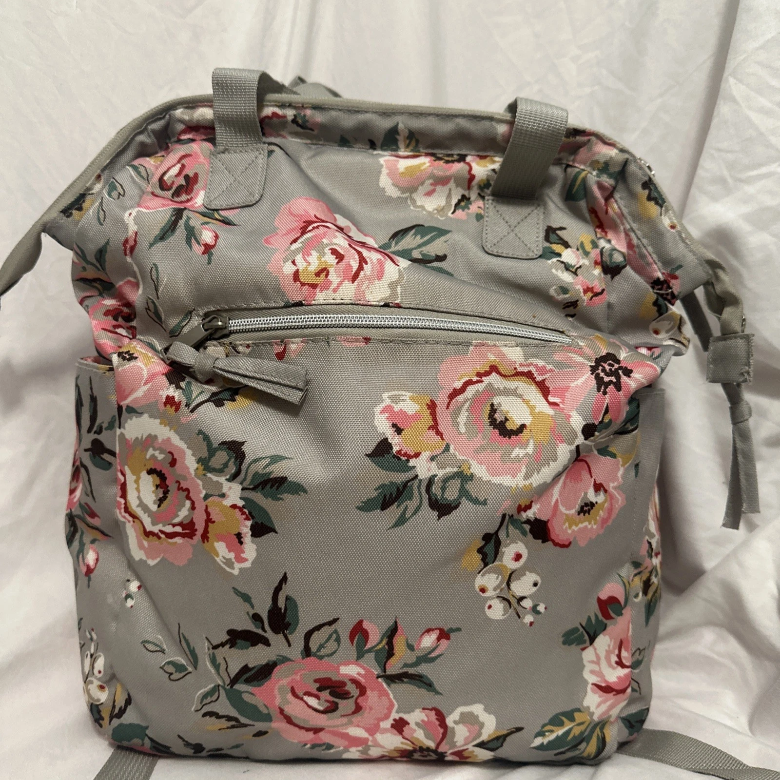 Pink Floral Print Diaper Bag Backpack With Changing Pad Multiple Pockets NWT