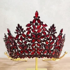 Red Diamond Crown, Gothic Wedding Crown, Quinceanera Crown, Cosplay Costume