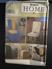 Simplicity Home Decorating Pattern 8261 Chair Covers Uncut 5 Styles