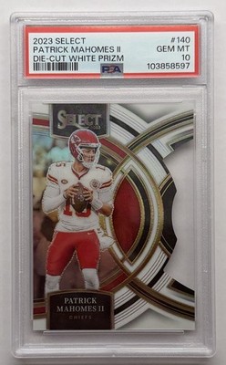 2023 Panini Select - Patrick Mahomes II #140 White Prizm Die-Cut /199 PSA 10