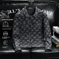 Luxury Men Denim Jacket Fashion Loose Casual Trendy High Street Retro Jean Coat