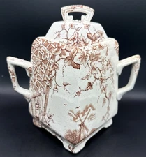 JH Davis Victor Transferware Windmill Canister Caddy Antique Vtg