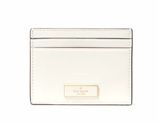 New Bridget Crinkle Patent Small Slim Card Holder Meringue