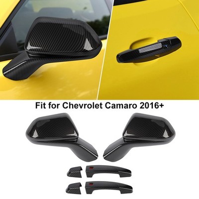  Carbon Fiber Door Handle & Mirror Cover Trim For Chevy Camaro 2016+ Accessories