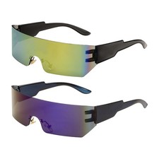 2pcs Sunglasses for Women Men, PC Future Style Sunglasses, Gray Blue