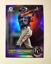 Daniel Vazquez 2022 1st Bowman Chrome PURPLE REFRACTOR 099/250 Royals Raw RC R6