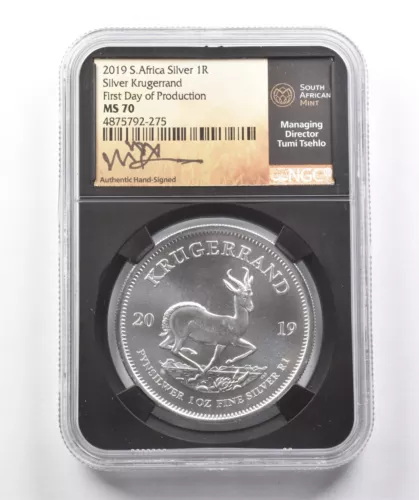 2019 South Africa Krugerrand Silver Tumi Tsehlo FD Production MS70 NGC *1126