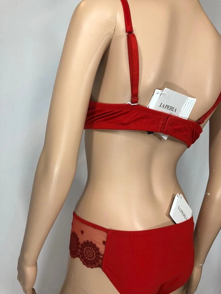 Новый с Ярлыками La Perla женское белье красный на косточках бюстгальтер пуш-ап сетки 2 изделия Sz M 38 B - Изображение 3 из 4