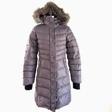 Lole Katie Down Puffer Jacket XS Hooded Gray Black Pattern