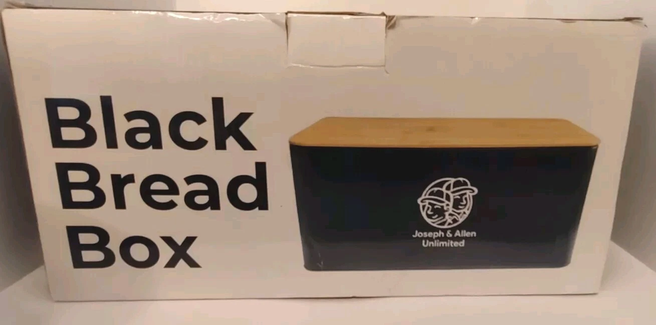 Farmhouse Metal Bread Box Black Bread Storage Container with Cutting Board Lid