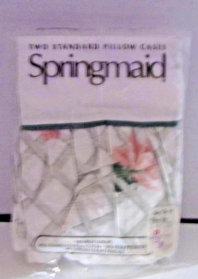VINTAGE SPRINGMAID SPRING FLORAL Pink Green (3PC) TWIN SHEET SET - Image 2 of 4