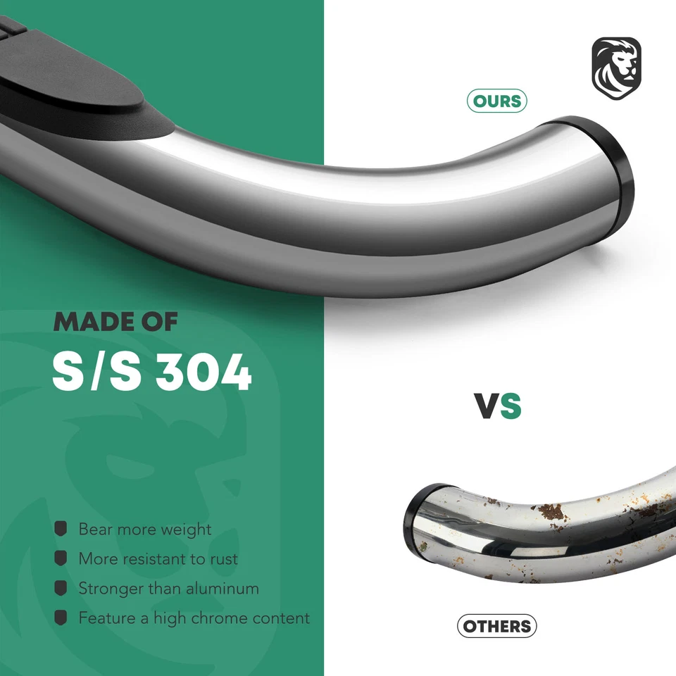 Barras de peldaños laterales redondas cromadas S/S 304 de 3" para Chevy Silverado Sierra cabina estándar Foto 4 de 4