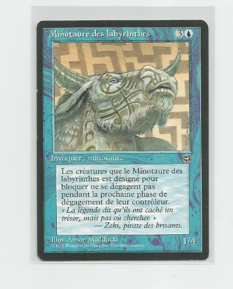 MAGIC THE GATHERING 1995 WIZARDS MINOTAURE DES LABYRINTHES/INVOQUER FRENCH CARD 