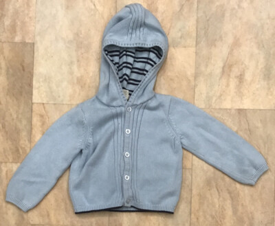Baby Jungen Engel Liebe blau Strick Kapuzenjacke Hoodie Kinderwagen Mantel Alter 18 Monate
