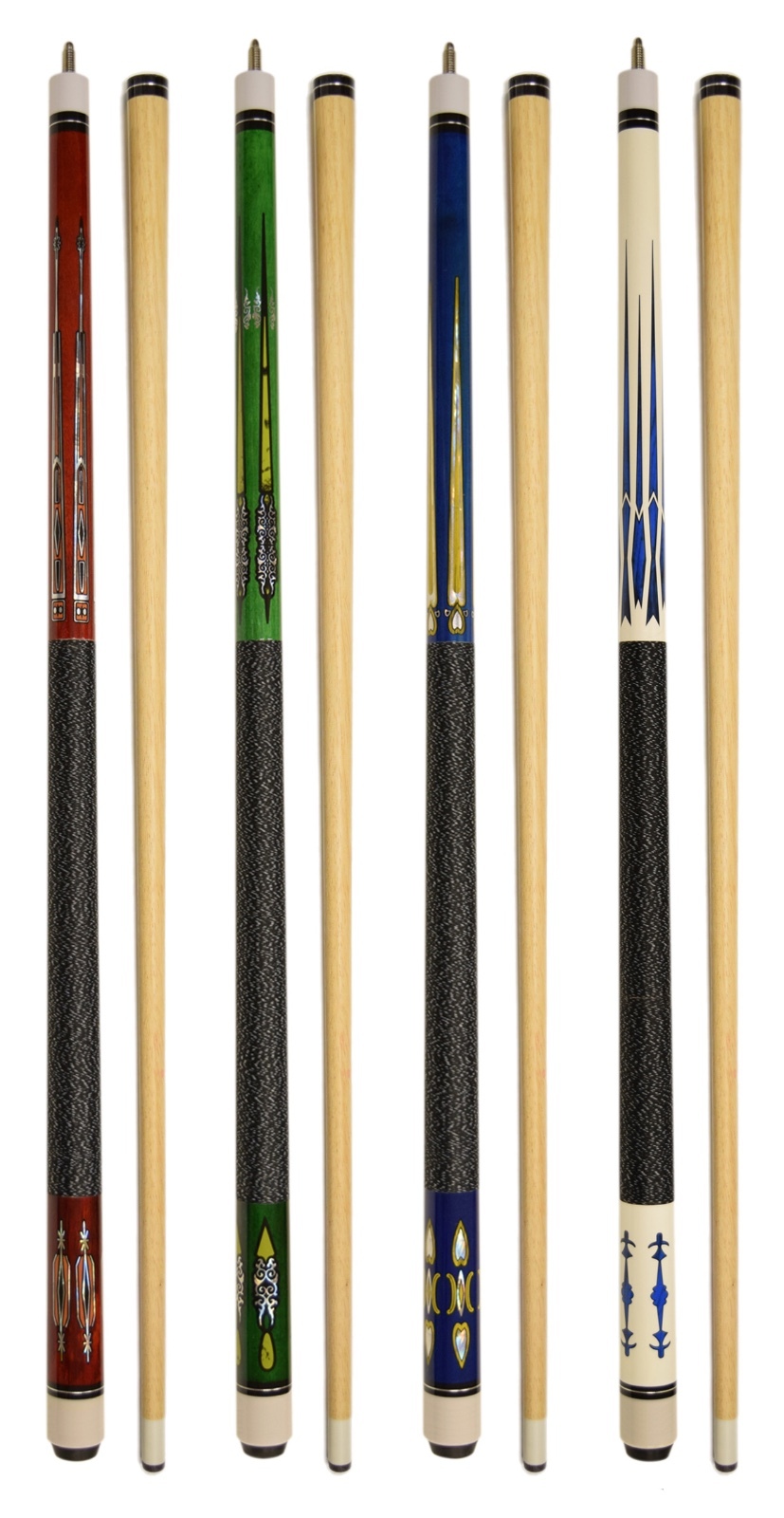 SET OF 4 POOL CUES New Two-Piece Billiard House Pool Cue Stick FREE SHIPPING