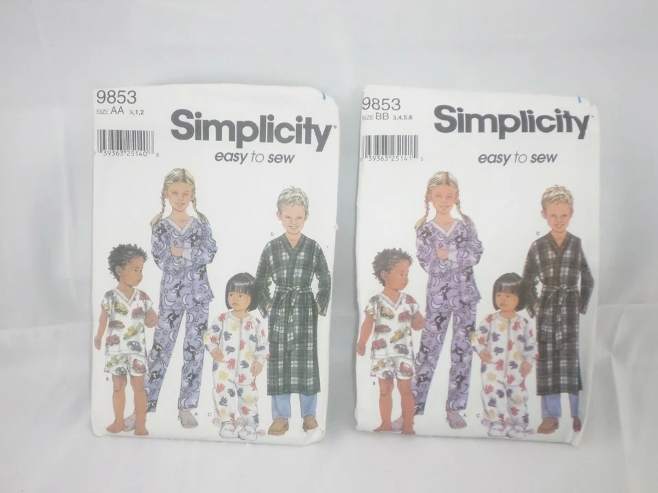 LOT OF 2 Simplicity Pajamas Loungewear Sewing Pattern9853 with two different  SZ - Image 2 of 4