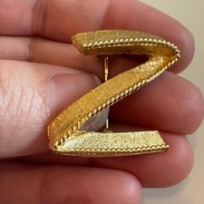 Letter Z Initial Gold Tone Brooch Pin New Old Stock Vintage