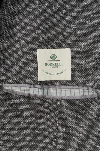 $2150 LUIGI BORRELLI "FIRENZE" HandSewn Gray Double Breasted Jacket Donegal Wool - Picture 7 of 7