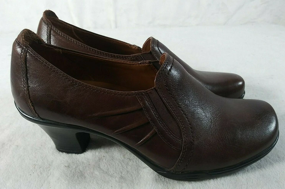 Earth Spirit Classics Zapatos EE. UU. 7,5 UE 39,5 Cuero Marrón Punta Cerrada Tacones Bloque Foto 3 de 4