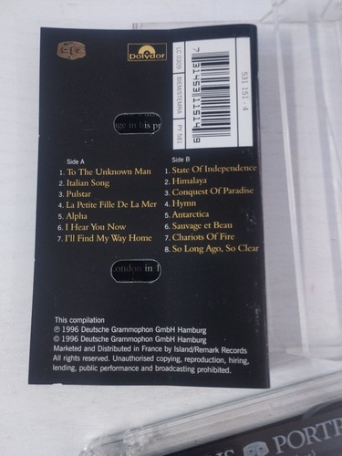 VANGELIS Portraits So Long Ago So Clear The Best 1996 - Cassette Cinta Tape 3T - Picture 3 of 4