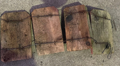 2 Antique Primitive Hand Made Wooden Yard Edging Rolls Each is 114" Long Decor