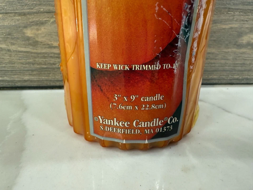 Vela pilar calabaza especiada Yankee de colección rara difícil de encontrar 3" X 9" decoración del hogar Foto 2 de 4