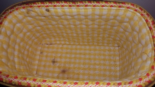 Vintage Hand Painted Cane Basket with Handle and Applique - Picture 6 of 8