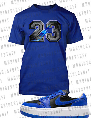 23 Thunder Lightening Tee To Match J1 Elevate Hyper Royal Sneaker Big Tall Small